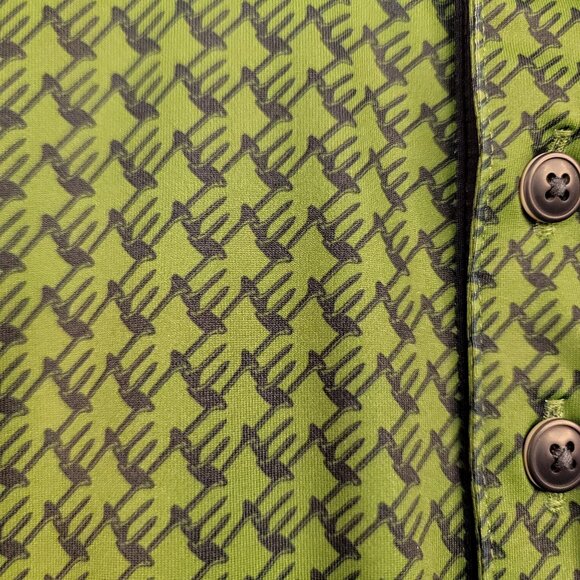 Walter Hagen Mens Small Performance 11 Golf Polo Houndstooth Print Olive Green - Picture 9 of 10